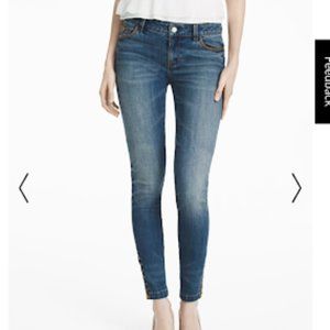 lace up medium wash skinny jeans size 00 whbm